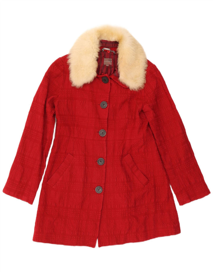 Soprabito da donna Jigsaw UK 8 piccolo cotone a quadri rossi