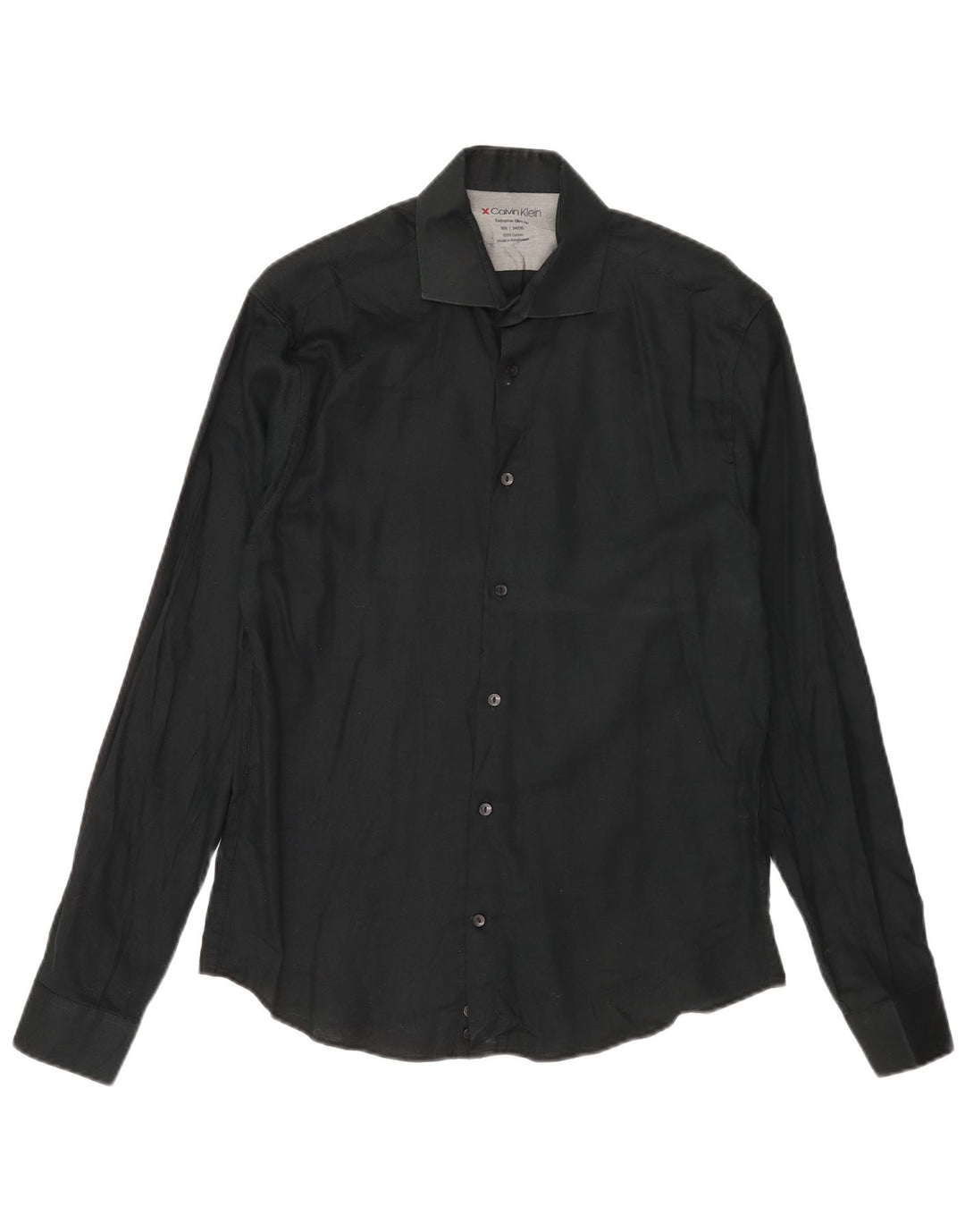 Camicia da uomo extra slim fit Calvin Klein taglia 15 1/2 media cotone nero