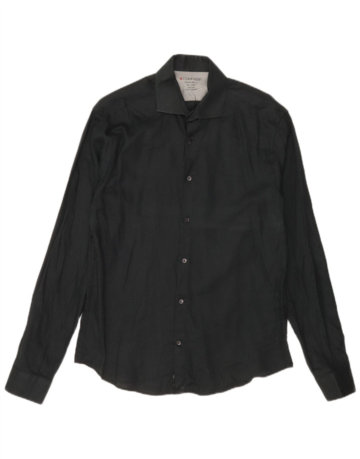 Camicia da uomo extra slim fit Calvin Klein taglia 15 1/2 media cotone nero
