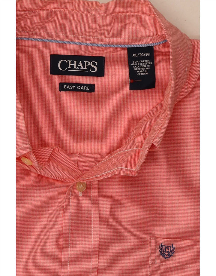 Camicia a maniche corte da uomo Chaps XL in cotone pied de poule rosso