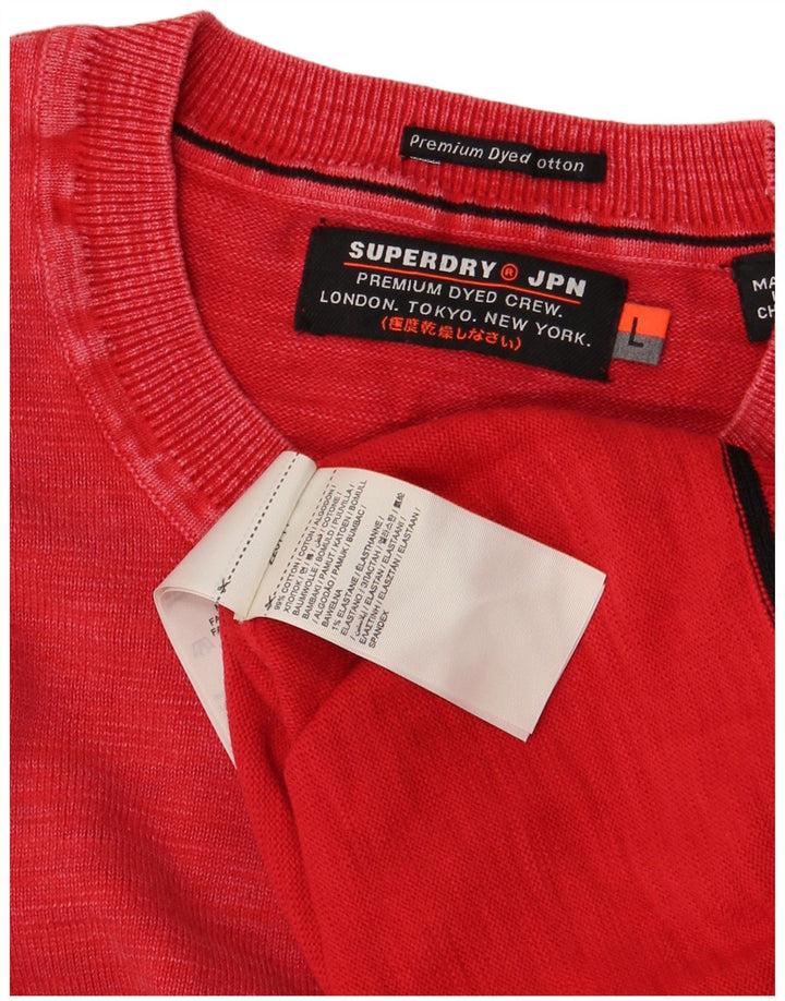 Maglione maglione girocollo da uomo Superdry grande cotone rosso