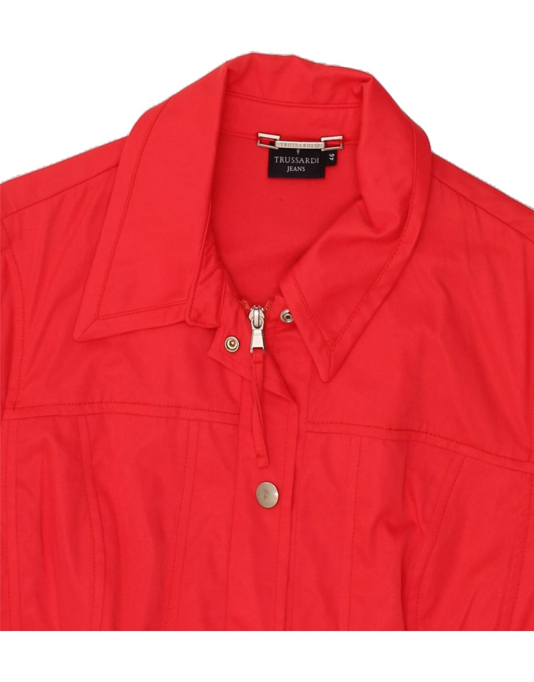 TRUSSARDI JEANS Womens Bomber Jacket IT 46 Large Red Cotton Vintage Trussardi Jeans and Second-Hand Trussardi Jeans from Messina Hembry 