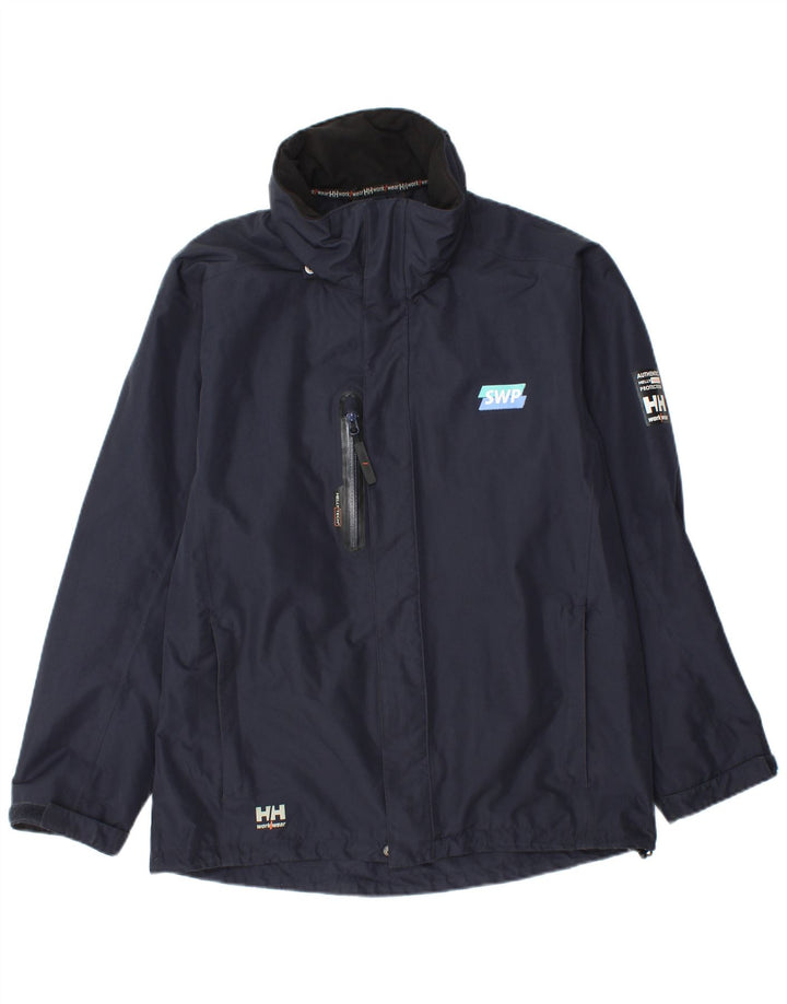 Giacca antipioggia con cappuccio da uomo Helly Hansen UK 38 medio blu navy