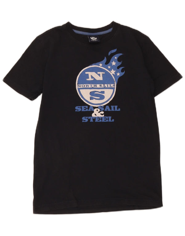 T-shirt grafica da bambino North Sails 11-12 anni in cotone nero
