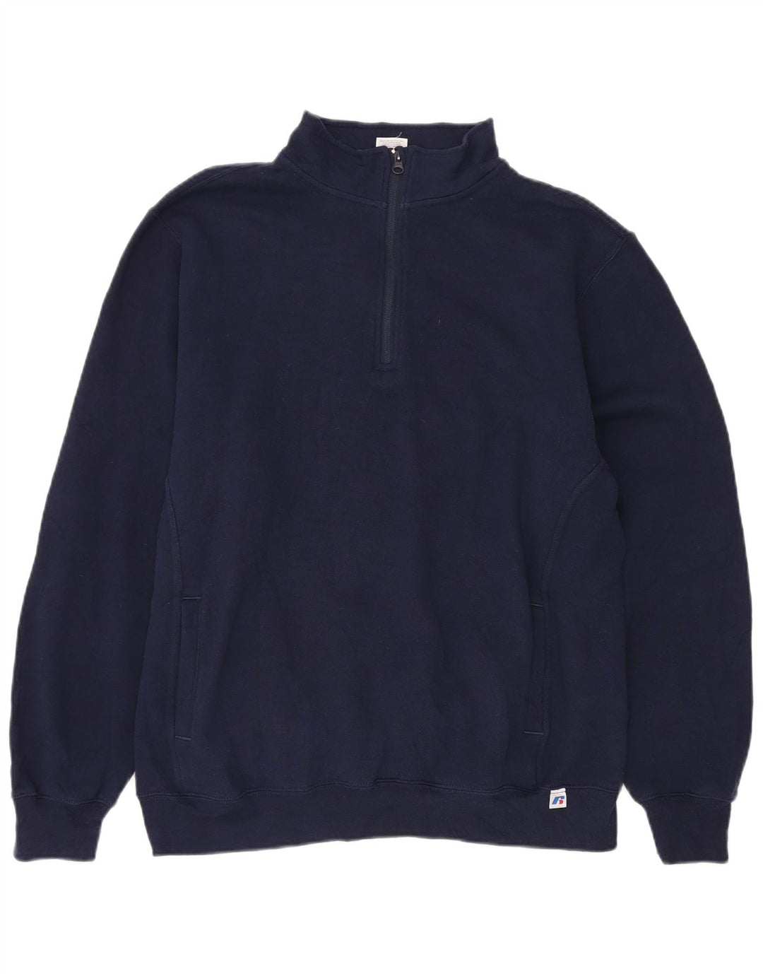 RUSSELL ATHLETIC Felpa da uomo con collo con zip, maglione grande, cotone blu navy