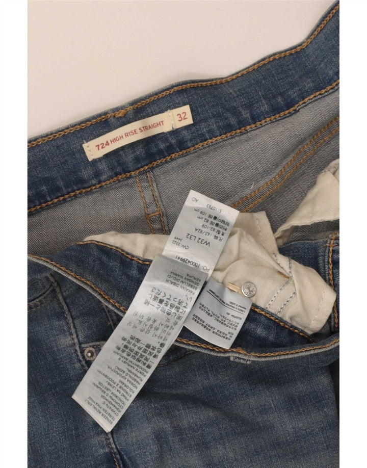 Jeans dritti a vita alta Levi's 724 da donna W32 L32 cotone blu