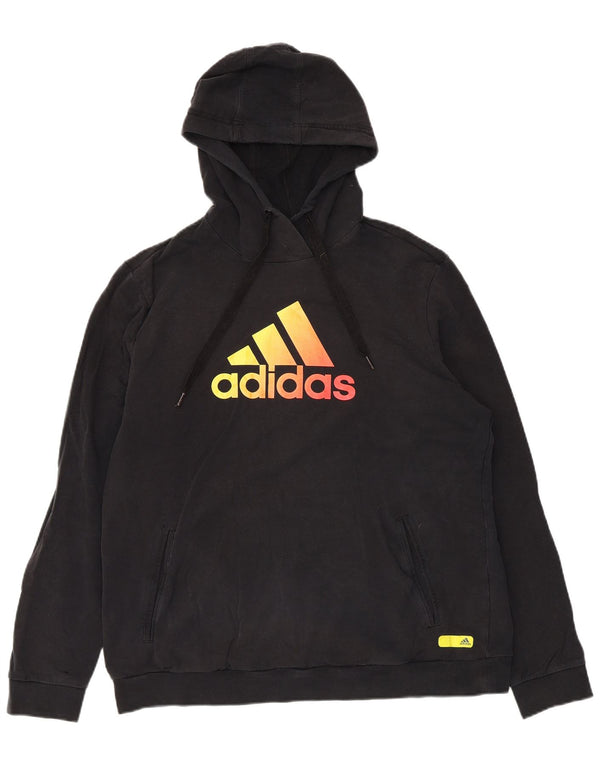 Felpa con cappuccio grafica da donna Adidas UK 20/22 XL cotone nero