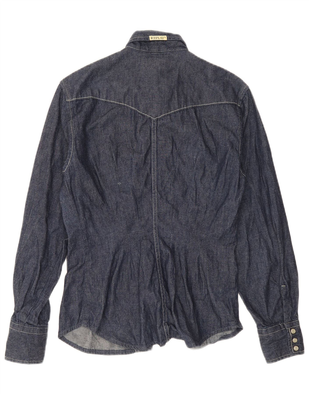 REPLAY Camicia di jeans da donna UK 12 Medio Blu Navy