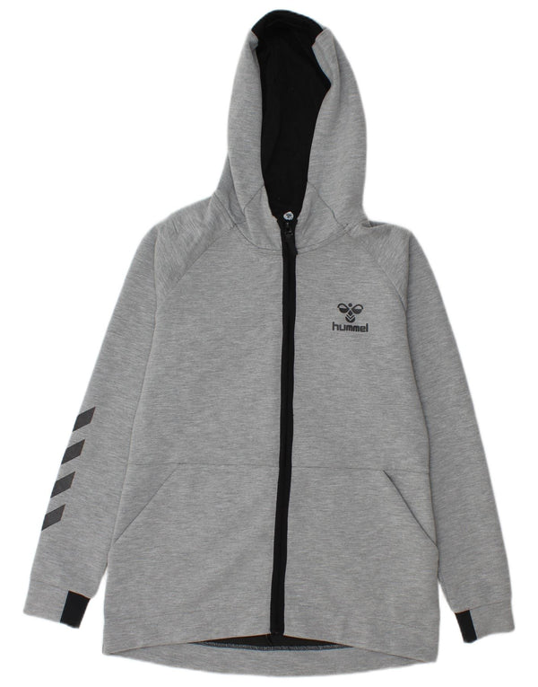 HUMMEL Mens Graphic Zip Hoodie Sweater XS Grey Polyester