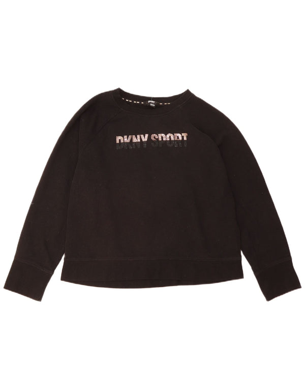 Felpa grafica da donna Dkny Jumper UK 18 XL cotone nero