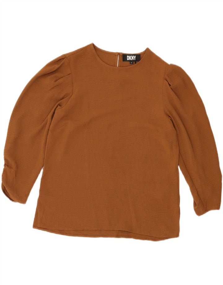DKNY Womens 3/4 Sleeve Blouse Top UK 6 XS Brown Polyester Vintage Dkny and Second-Hand Dkny from Messina Hembry 