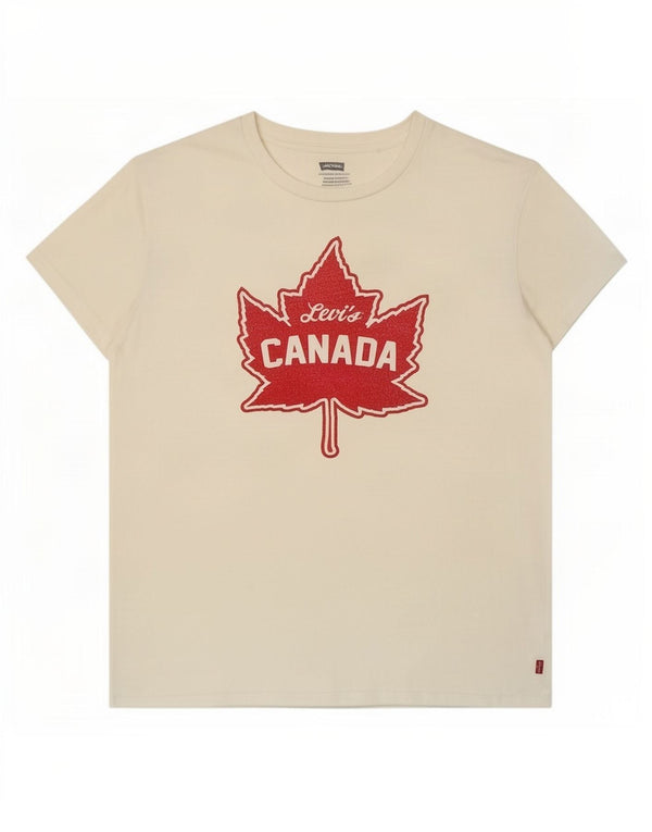 T-shirt grafica Levi's da donna Canada Top UK 14 cotone bianco medio