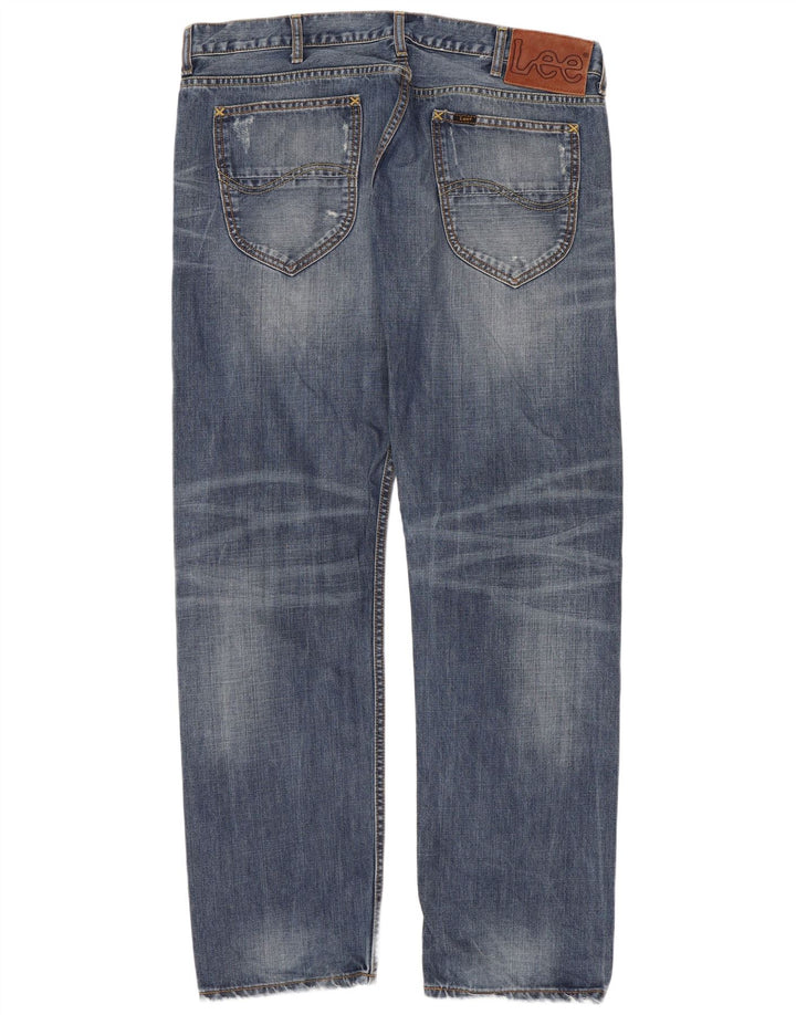 Jeans dritti invecchiati Lee Knox da uomo W38 L32 in cotone blu