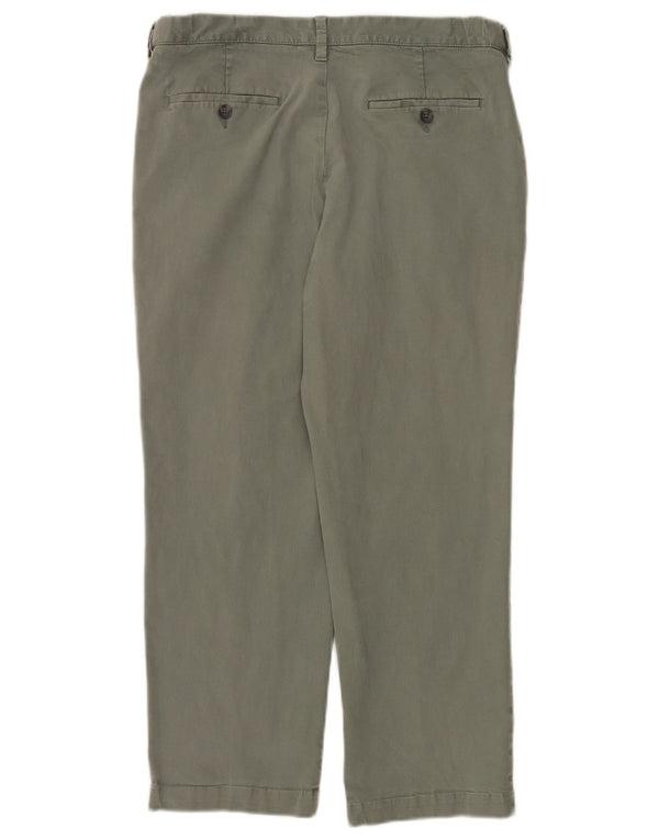 Marks & Spencer Mens Straight Regular Cropped Trousers W36 L26 Khaki Cotton