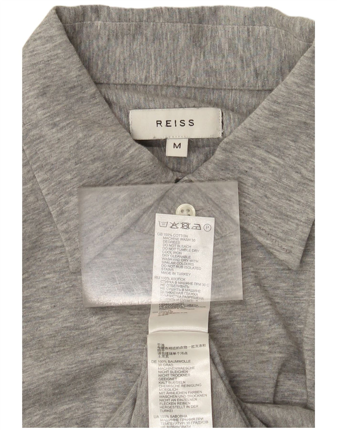 Camicia da uomo Reiss in cotone grigio medio
