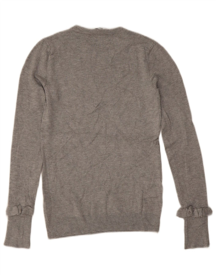 Maglione maglione girocollo da donna Zara UK 10 piccolo in viscosa grigia