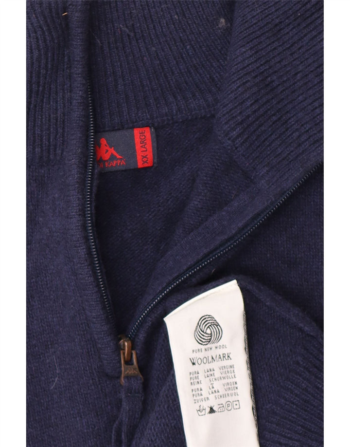Maglione Kappa da uomo con zip e collo 2XL in lana vergine blu navy