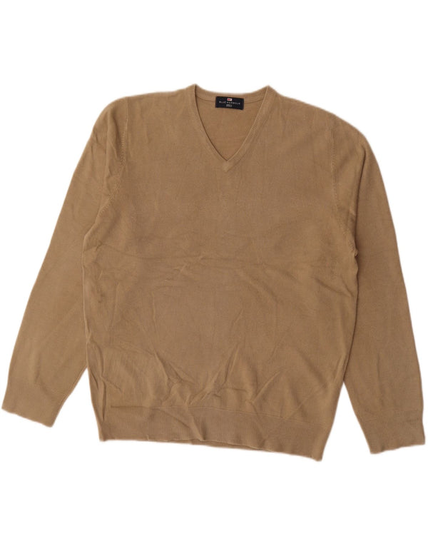 MARKS & SPENCER Maglione da uomo con scollo a V UK 41/43 Large Beige
