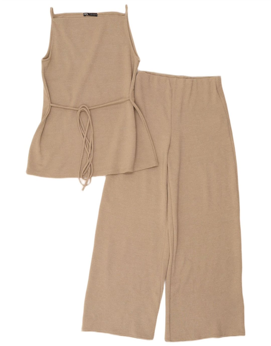 Set 2 pezzi Zara da donna UK 8 piccolo W28 L28 Poliestere beige