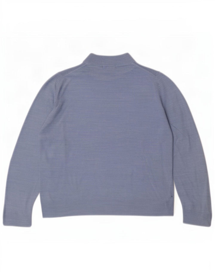 Maglione maglione a collo alto da donna Marks & Spencer UK 14 grande blu screziato