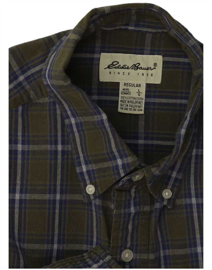 Eddie Bauer Camicia da uomo in flanella dalla vestibilità regolare, grande cotone a quadri kaki