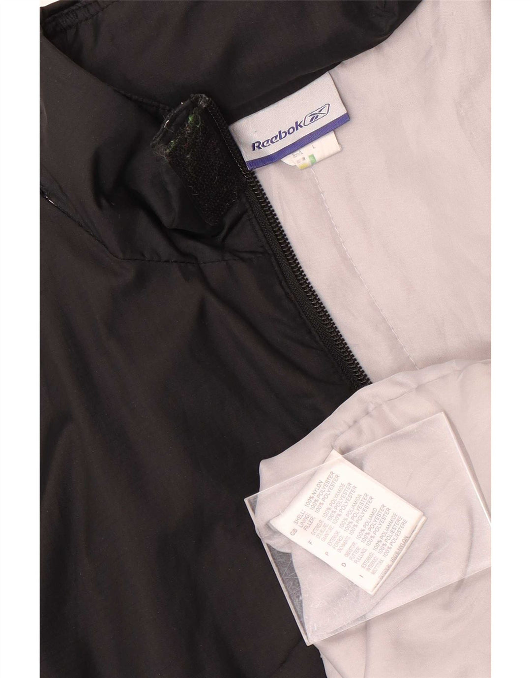 Giacca antipioggia Reebok da ragazzo con cappuccio 13-14 anni Large in nylon nero