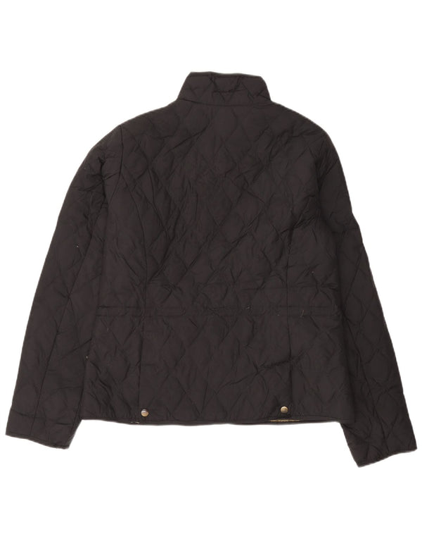 Giacca trapuntata da donna Eddie Bauer UK 14 poliestere nero medio