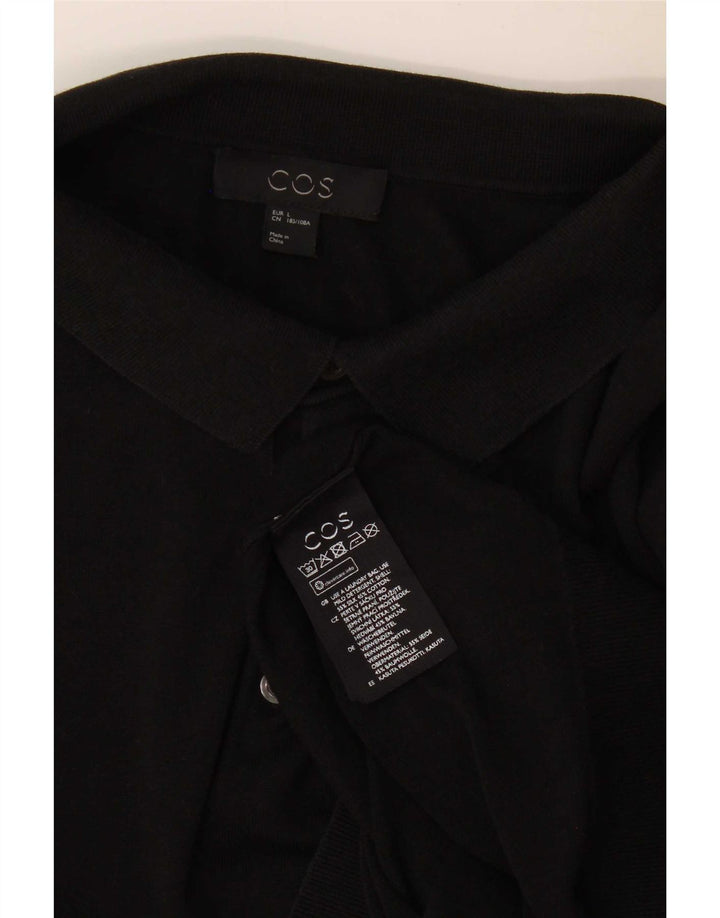 Maglione Cos da uomo con collo a polo, grande, in seta nera