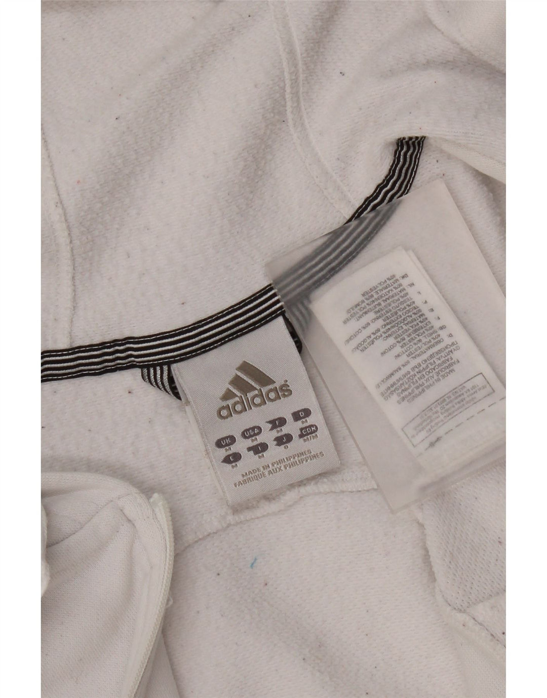 Maglione con cappuccio e zip grafica da uomo Adidas in cotone bianco medio