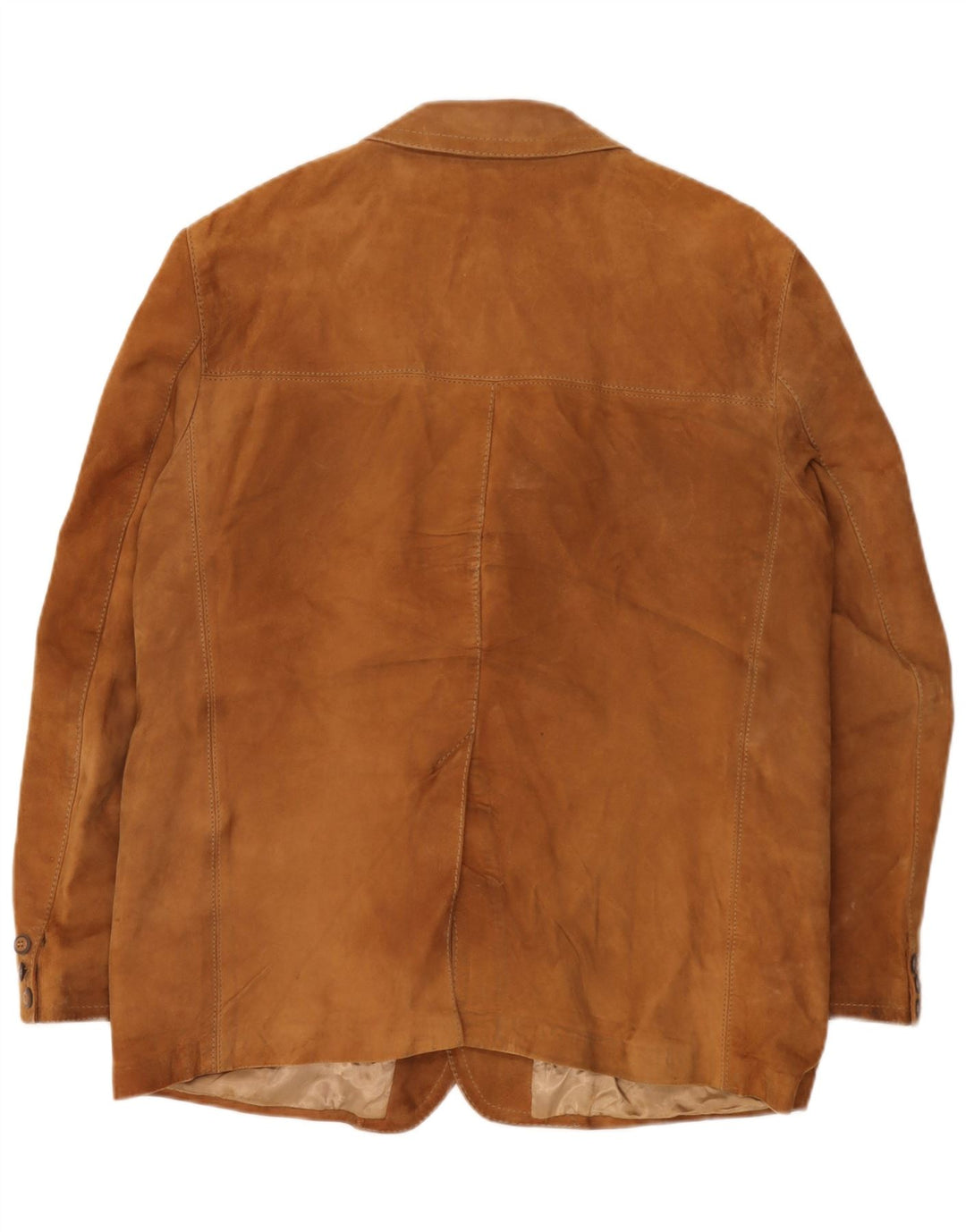 Giacca blazer vintage da uomo in pelle scamosciata a 3 bottoni UK 40 grande beige
