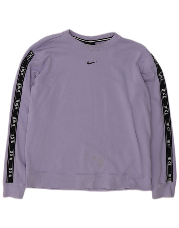 Felpa con grafica Nike da donna, maglione UK 14, cotone viola medio