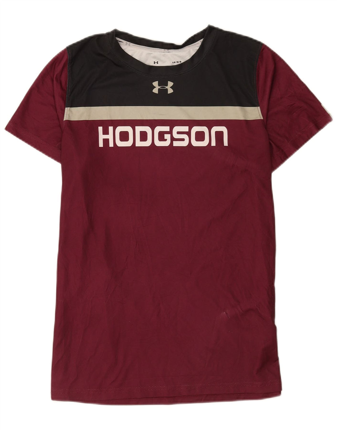 T-shirt grafica da uomo Under Armour Top grande in poliestere color block bordeaux
