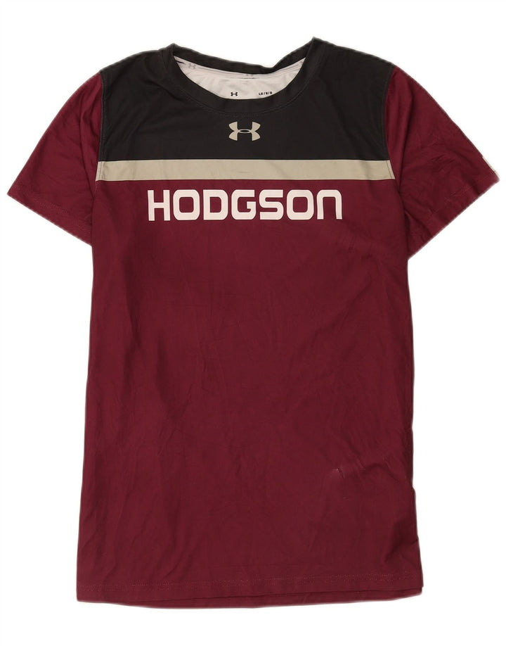 T-shirt grafica da uomo Under Armour Top grande in poliestere color block bordeaux