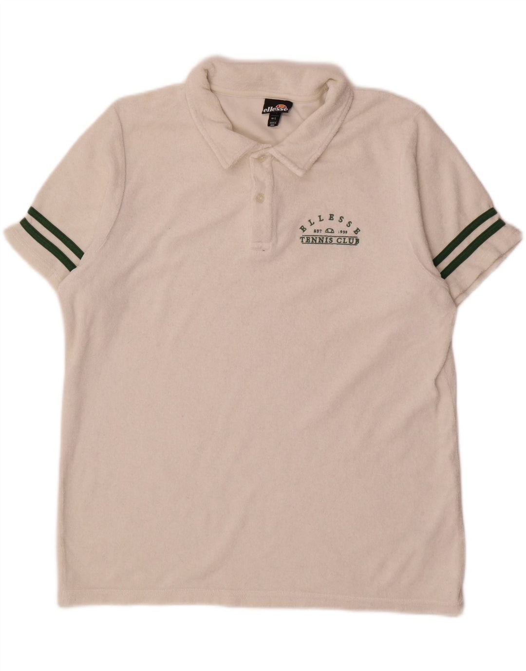 Polo Ellesse da uomo in velluto, grande, cotone bianco