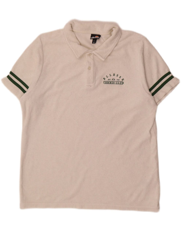 Ellesse Mens Velvet Polo Shirt Large White Cotton