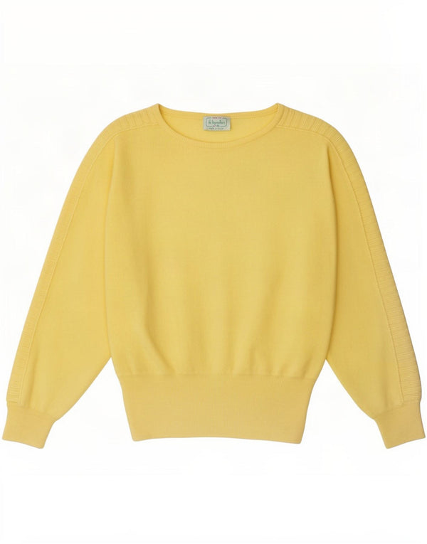 Maglione da donna con scollo a barca Benetton IT 48 XL Lana gialla