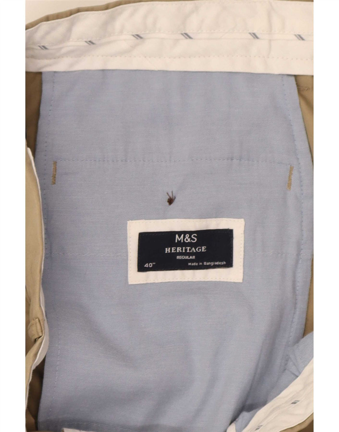 Pantaloni chino vestibilità regolare Marks & Spencer da uomo Heritage W40 L31 Beige