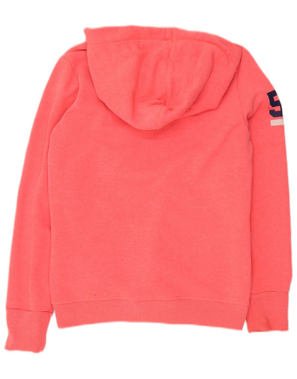 Maglione con cappuccio grafico da donna SUPERDRY UK 16 grande cotone rosa