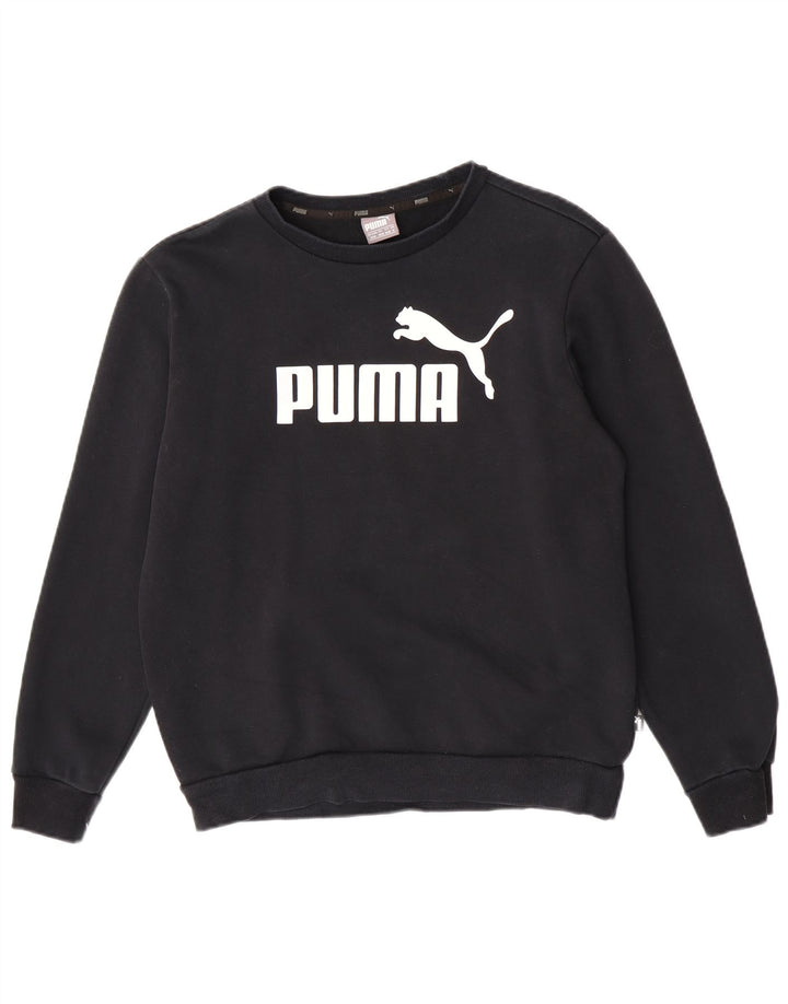 Felpa grafica da uomo Puma Felpa media in cotone nero