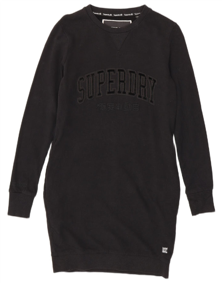 Abito maglione in felpa con grafica da donna SUPERDRY UK 12 Cotone nero medio