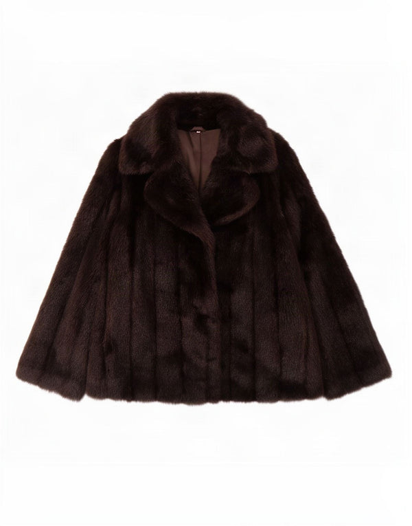 Vintage Womens Faux Fur Overcoat UK 18 XL Brown Acrylic