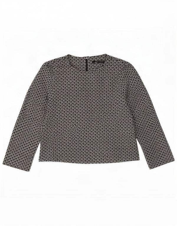 Top Zara a maniche lunghe da donna, taglia UK 16, grande, nero geometrico
