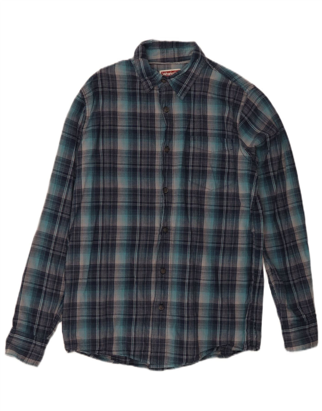 Camicia da uomo in flanella Wrangler a quadri piccoli in cotone blu