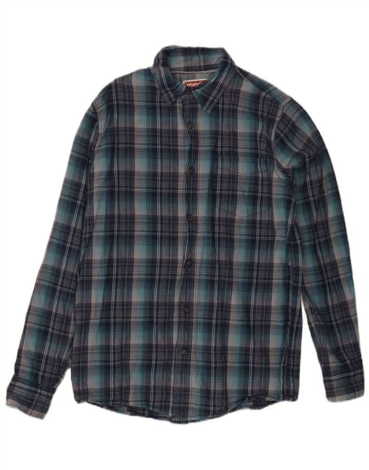 Camicia da uomo in flanella Wrangler a quadri piccoli in cotone blu