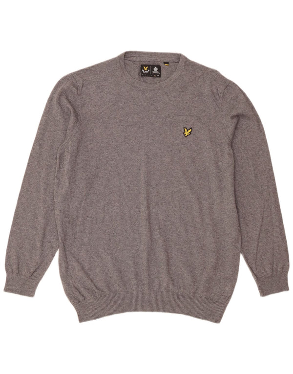 Maglione maglione girocollo da uomo Lyle & Scott XL in cotone grigio