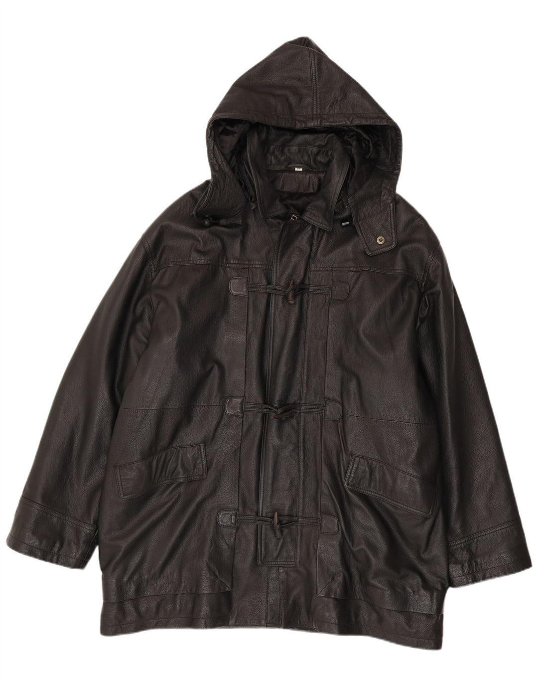 Cappotto in pelle da uomo con cappuccio Conbipel IT 56 2XL Nero