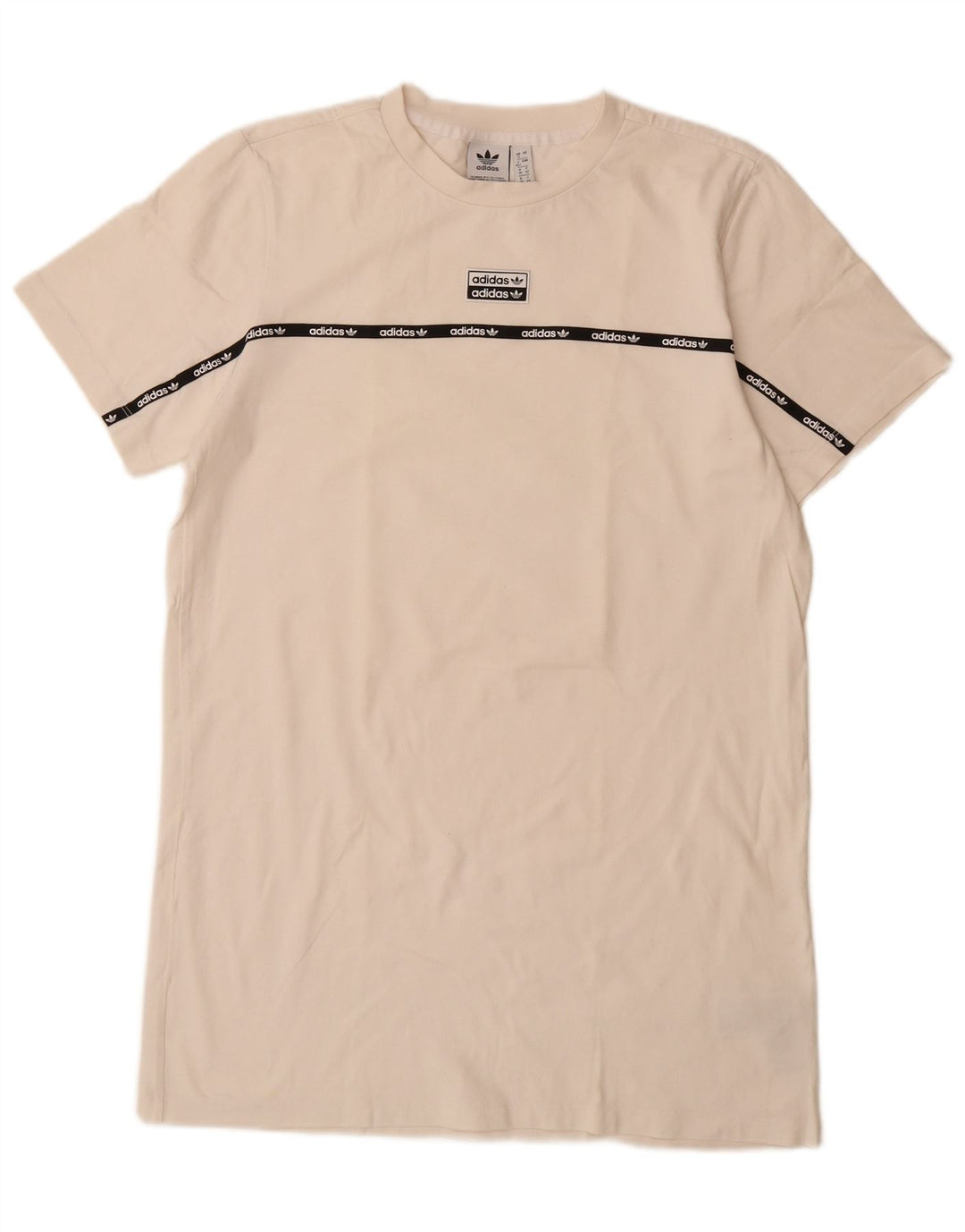 Abito T-shirt grafica da donna ADIDAS UK 12 cotone bianco sporco medio