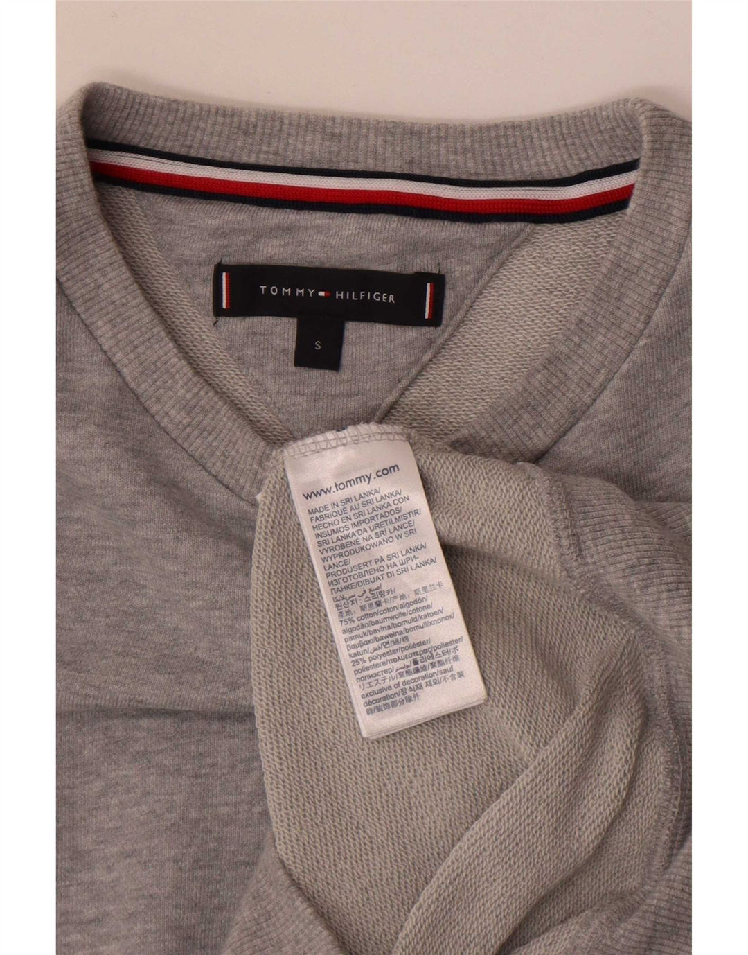 Felpa grafica da uomo Tommy Hilfiger Maglione piccolo in cotone color block grigio
