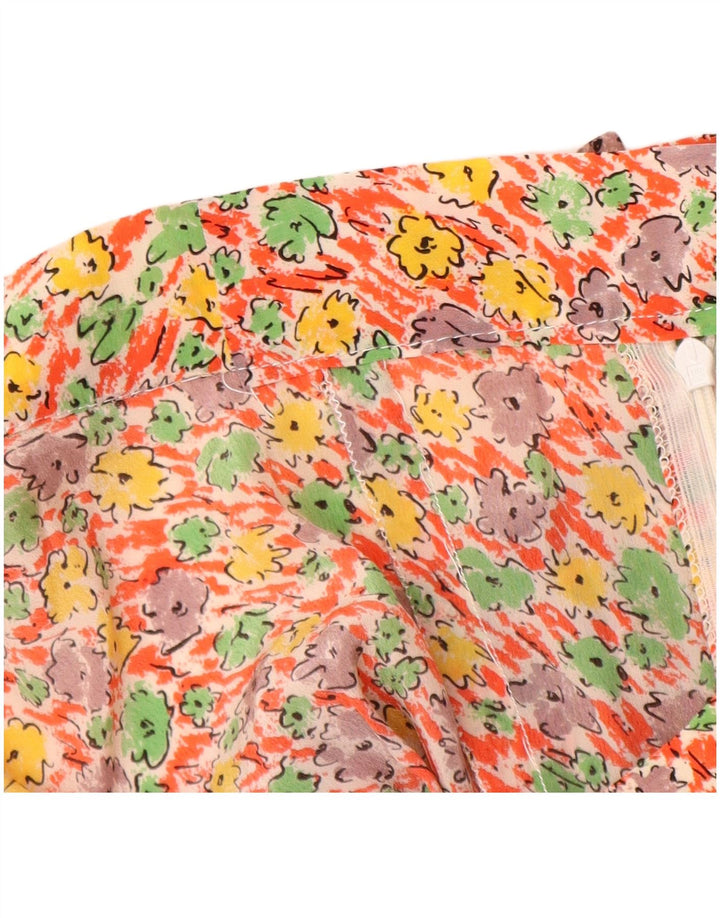 Gonna a trapezio da donna VINTAGE W32 grande floreale multicolore