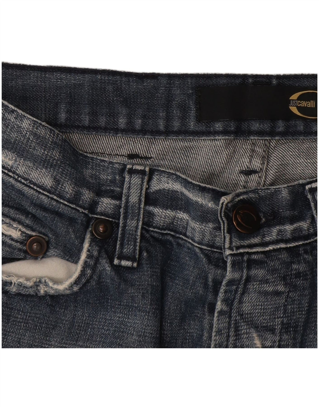 Jeans dritti invecchiati da uomo Just Cavalli W34 L34 Blu